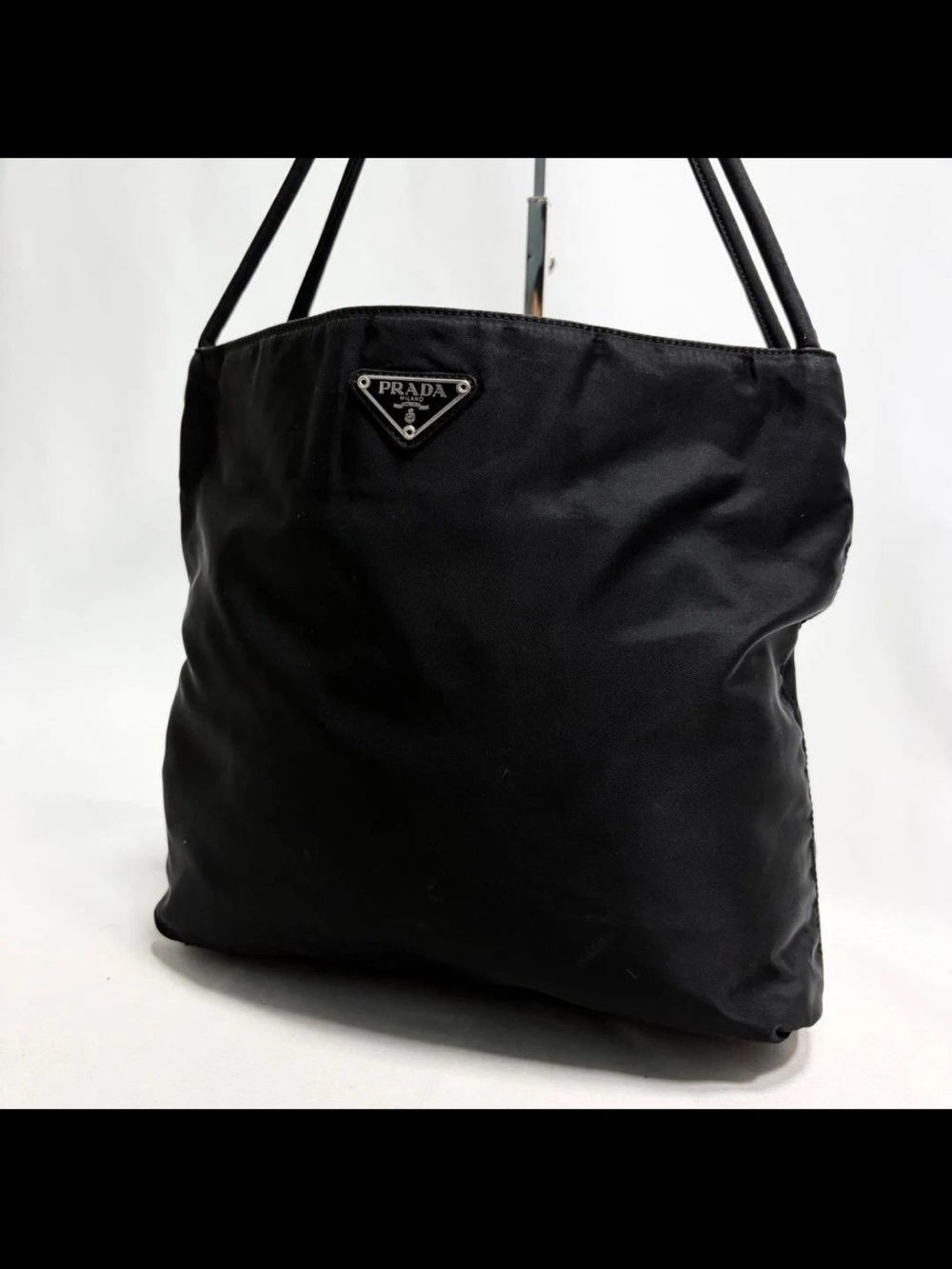 Prada Black Nylon Shoulder Bag with Triangle Logo
